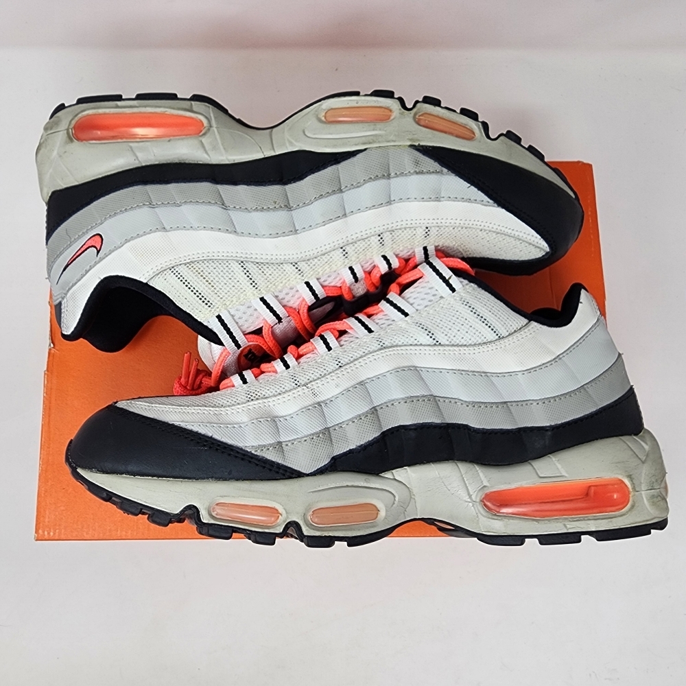 Nike Airmax 95 Sneakers Layers White Hot Lava Black Granite Men's 10 609048 182